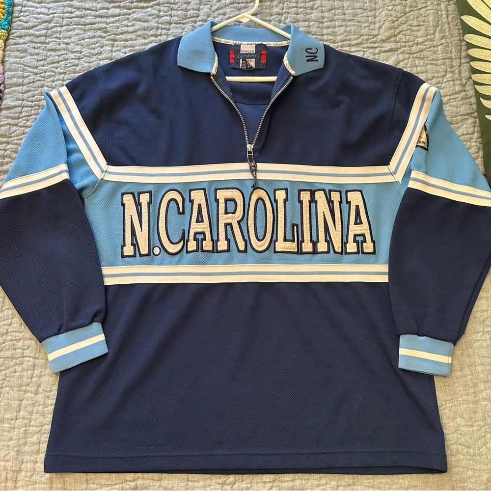 UNC Navy and Light Blue Quarter Zip Pullover
